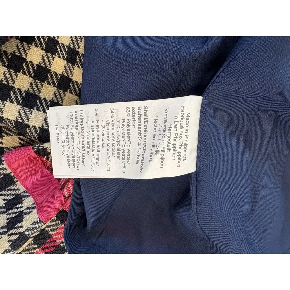 J.CREW Y2K Vintage Inspired Ivory Pink Plaid Tweed A-Line Lined‎ Zip 0P